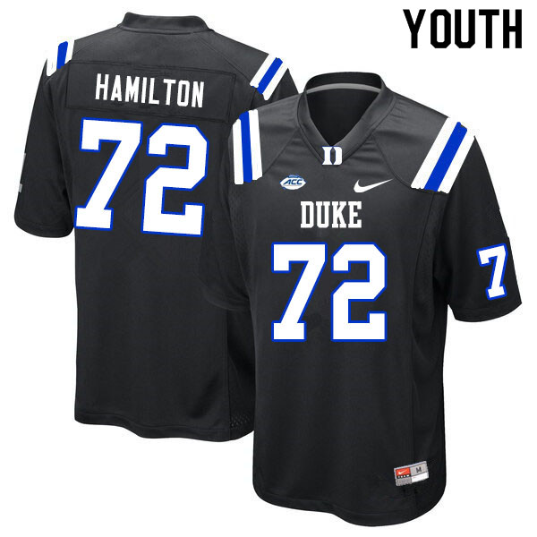 Youth #72 Devery Hamilton Duke Blue Devils College Football Jerseys Sale-Black